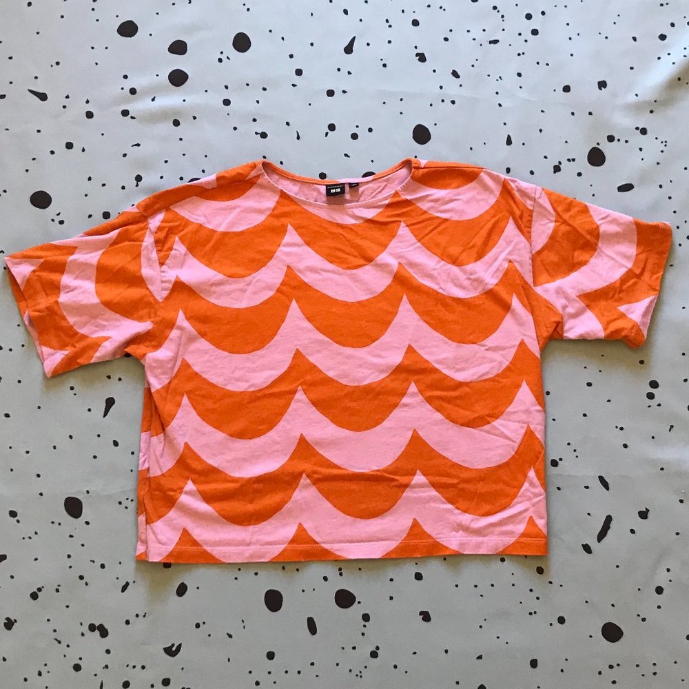 Uniqlo Marimekko Pink & Orange Cotton T-shirt M